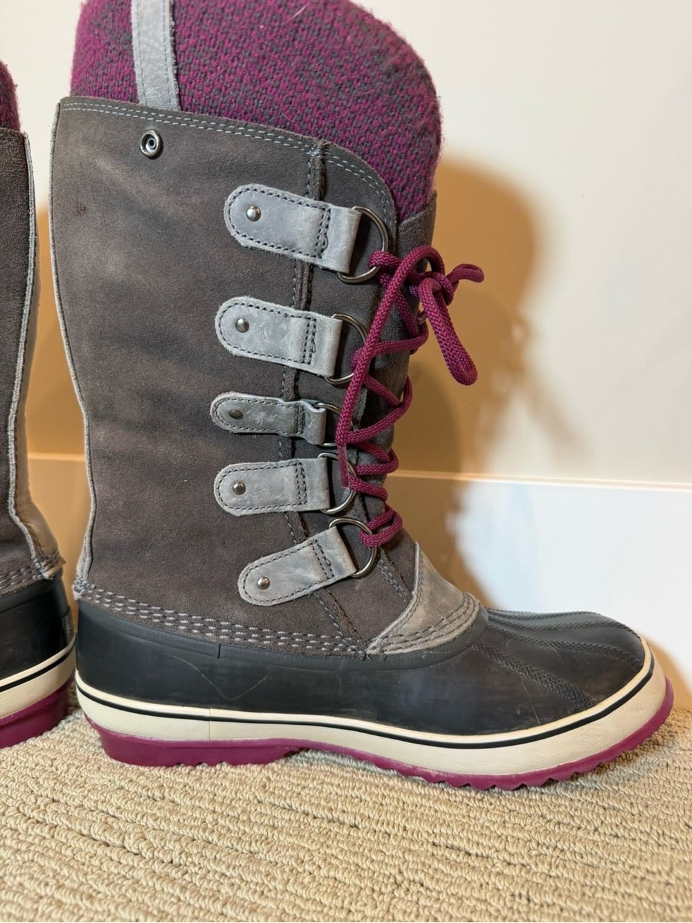 Sorel Women's Gray and Plum Joan of Arctic Insulated Winter Boots - Picture 5 of 12
